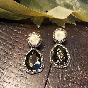 Chloe and Isabel Guilded Ivory and Jet Earrings